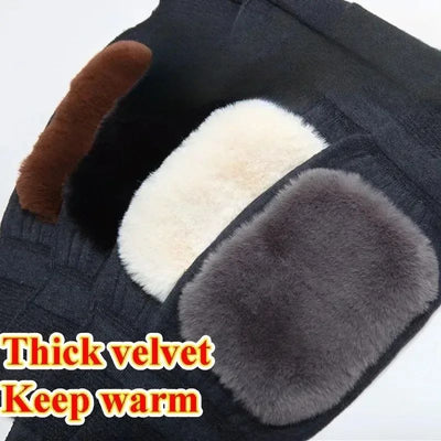 New Rabbit Fur Knee Pads Winter Universal Old People Cold Leg Arthritis Kneepad Thermal Keep Warm Thick Velvet Knee Protector