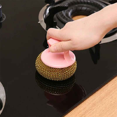 Handle Steel Scrubber Pad