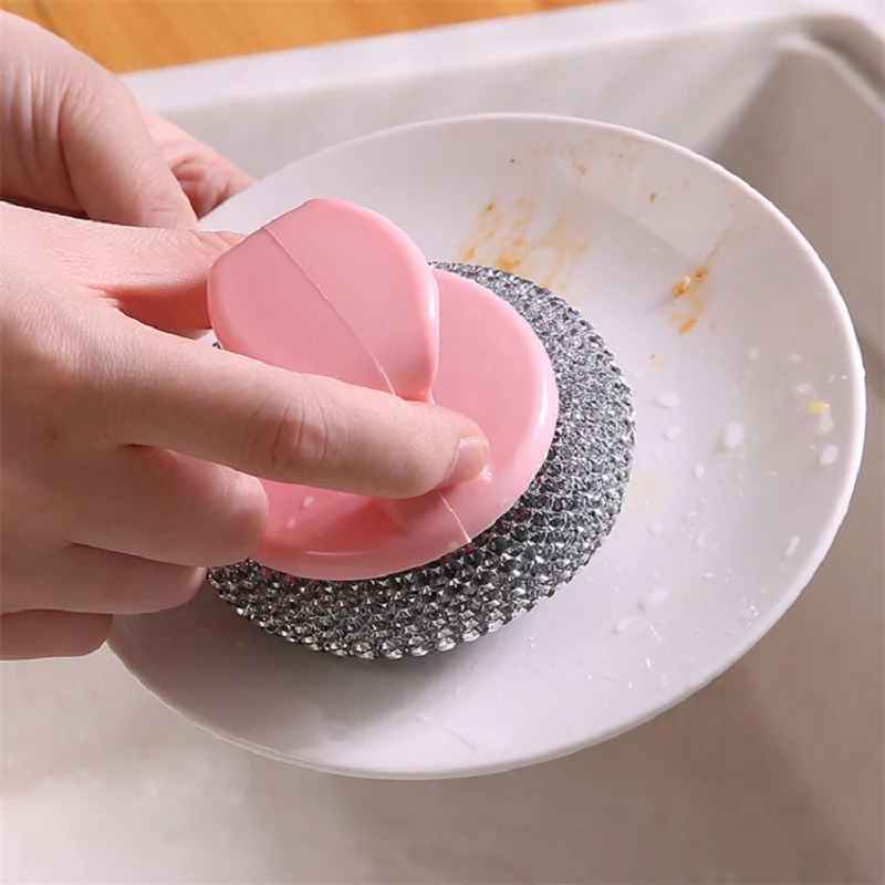 Handle Steel Scrubber Pad
