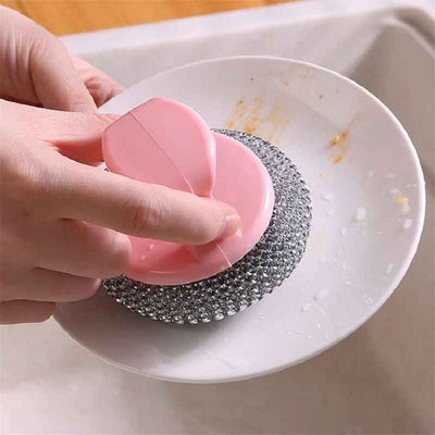 Handle Steel Scrubber Pad