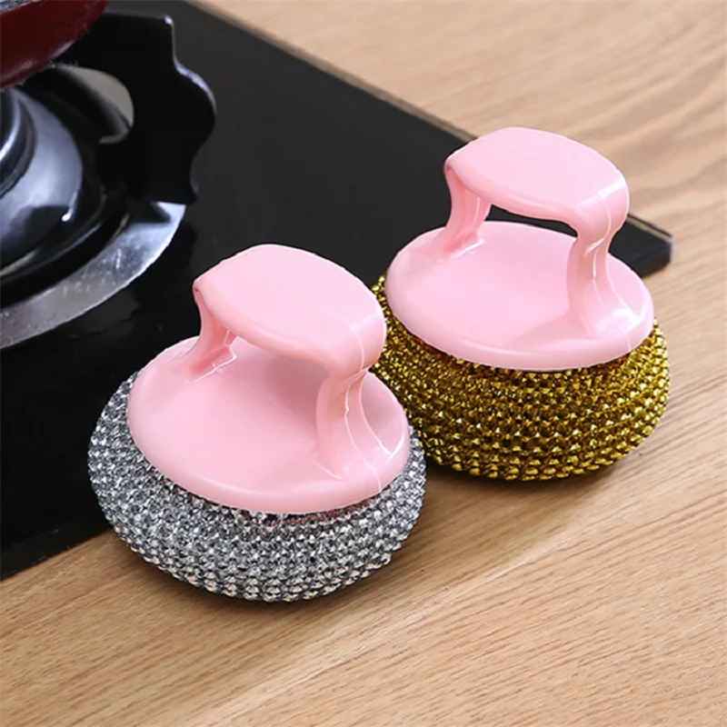 Handle Steel Scrubber Pad