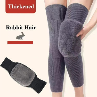 New Rabbit Fur Knee Pads Winter Universal Old People Cold Leg Arthritis Kneepad Thermal Keep Warm Thick Velvet Knee Protector
