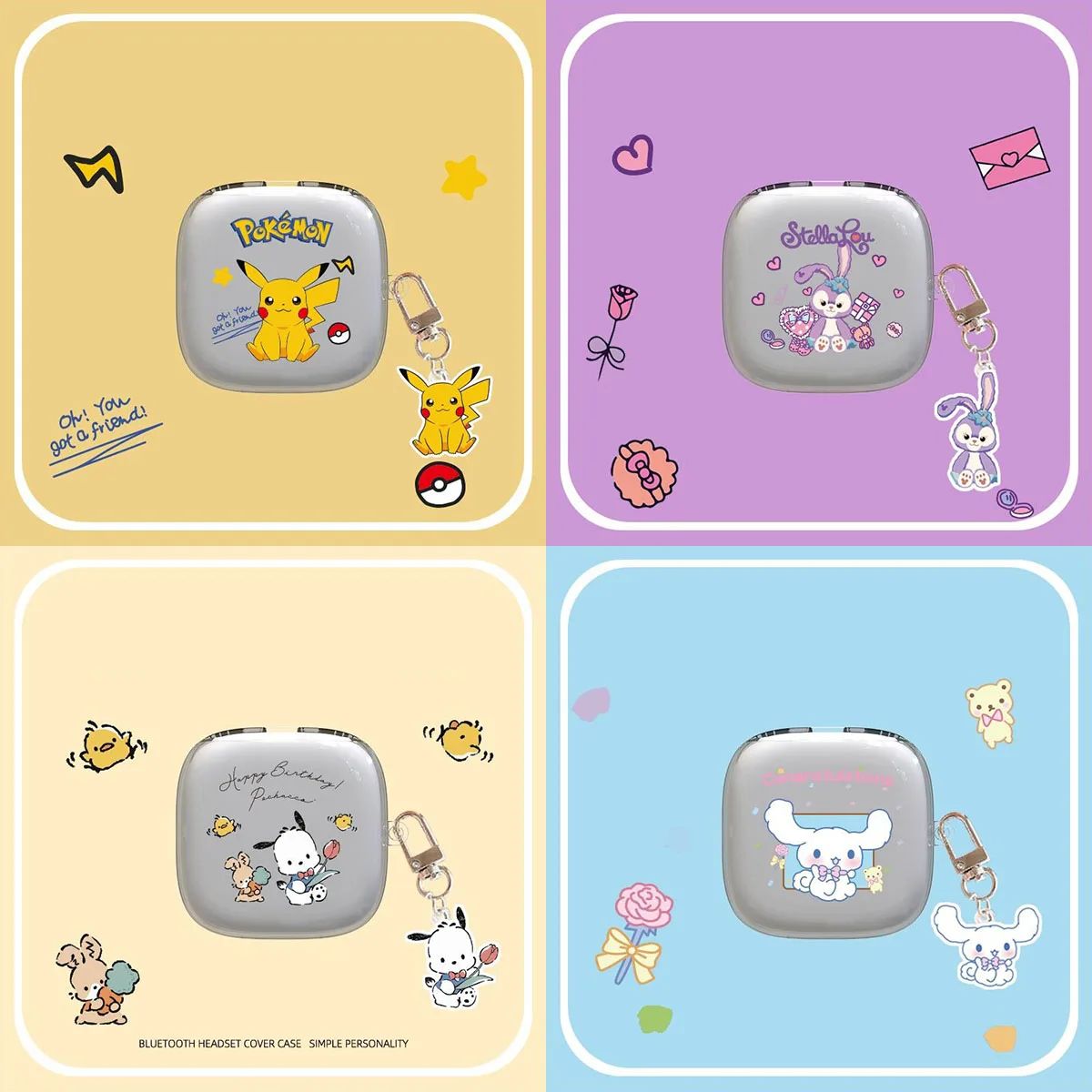 Transparent Cartoon Earphone Case For Huawei Free Arc or Huawei FreeArc Soft TPU Headset Protective Cover With Pendant