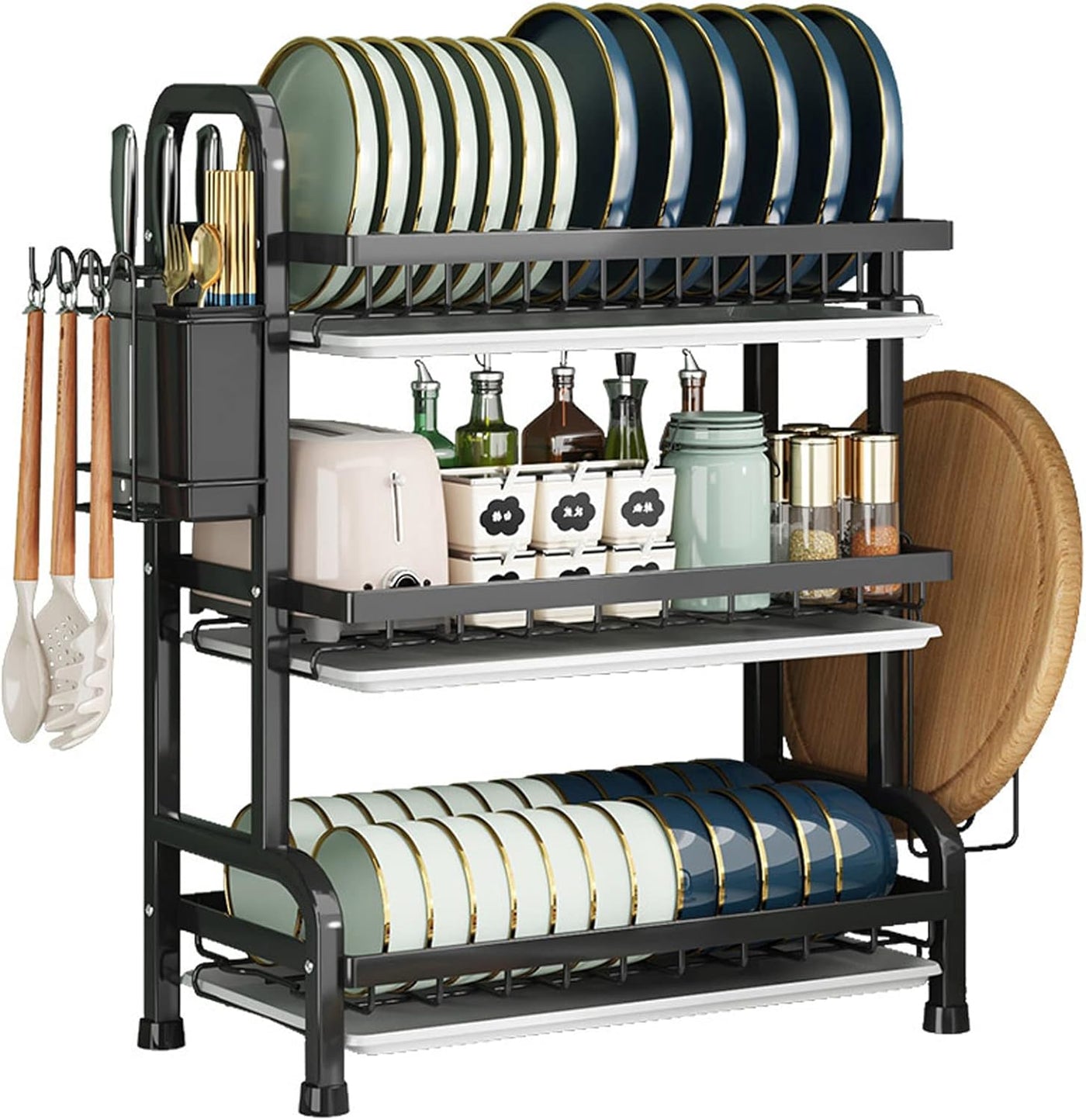 3-Tier-Dish Drying Rack & Utensil Holder(15256)