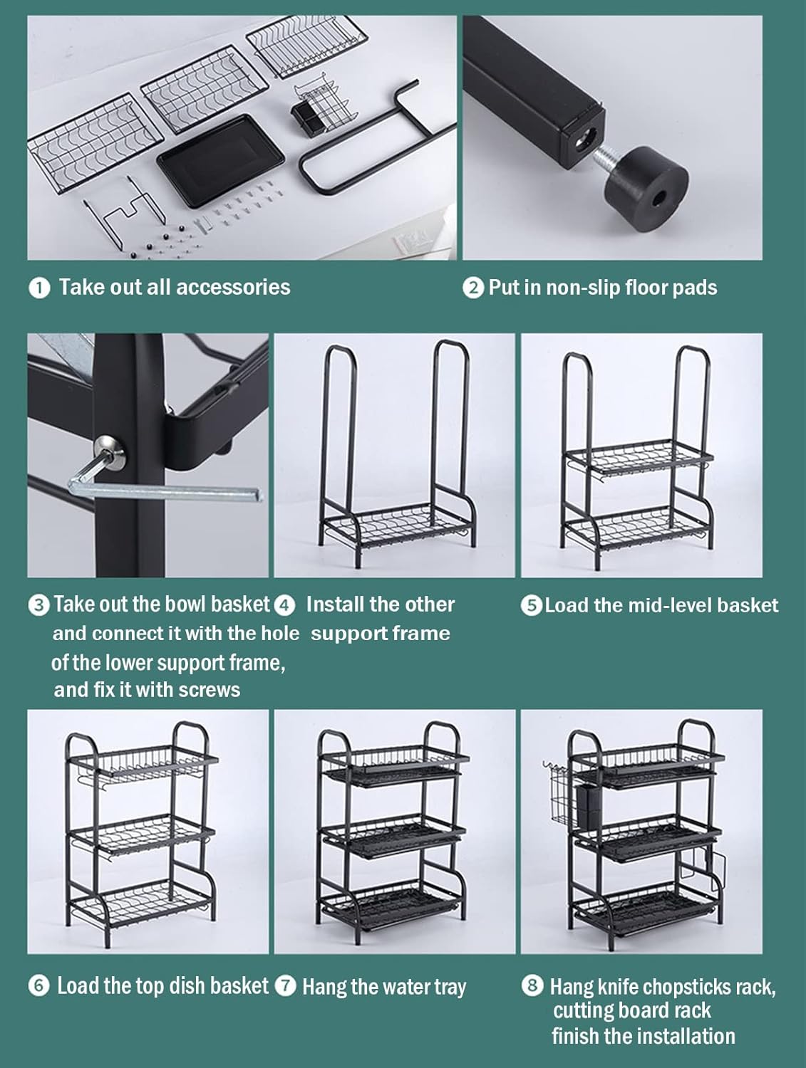 3-Tier-Dish Drying Rack & Utensil Holder(15256)