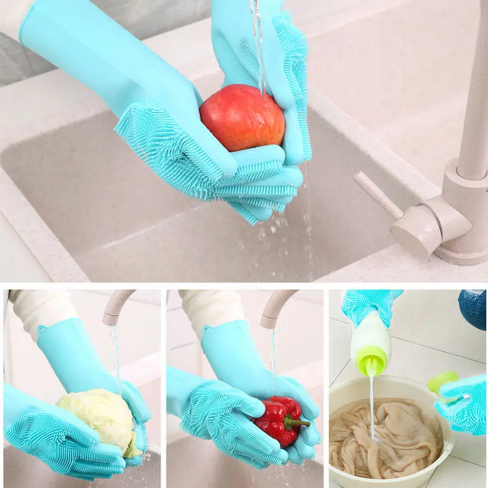 Multi-Purpose Silicone Scrubbing Gloves – for Cleaning, Dishwashing, Car Washing & Pet Grooming