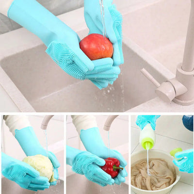 Multi-Purpose Silicone Scrubbing Gloves – for Cleaning, Dishwashing, Car Washing & Pet Grooming