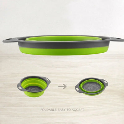 Silicone Folding Drain Basket Fruit Vegetable Washing Basket Foldable Strainer Colander Collapsible Drainer Kitchen Storage Tool