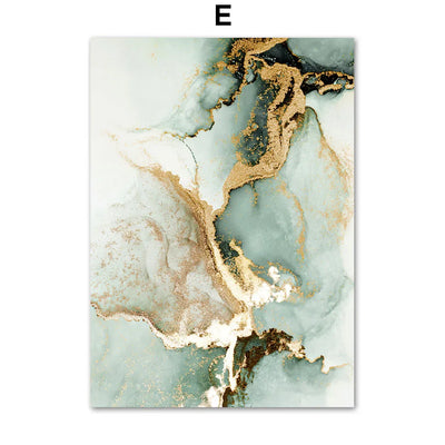 Sand Waves Gold Palm Posters Abstract Green Marble Line Coral Wall Art Print Canvas Painting Wall Pictures For Living Room Decor