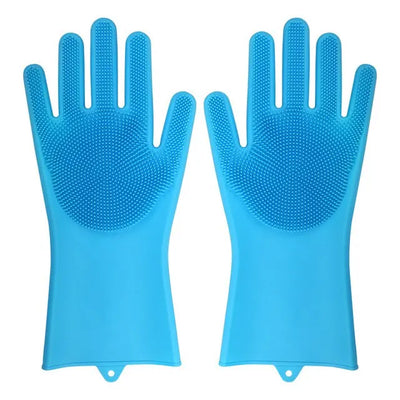 Dishwashing Cleaning Gloves Magic Silicone Rubber Dish Washing Gloves for Household Sponge Scrubber Kitchen Cleaning Tools