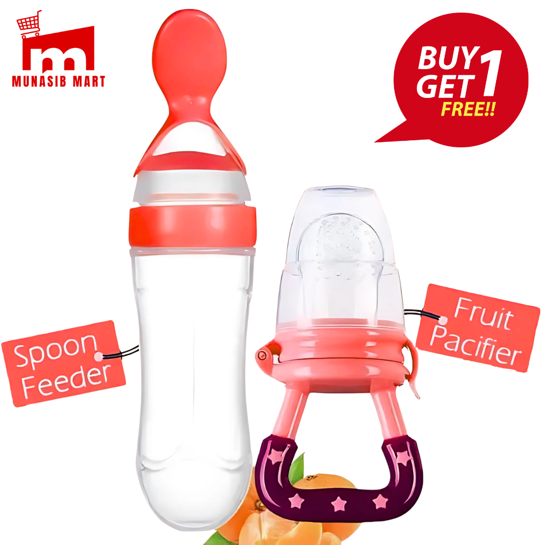 2-in-1 Baby Silicone Spoon Feeder & Fruit Pacifier – Baby Training Spoon & Pacifier