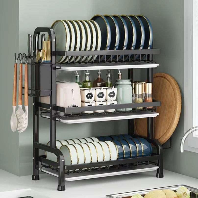 3-Tier-Dish Drying Rack & Utensil Holder(15256)