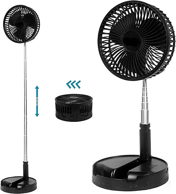 Portable Rechargeable Telescopic Folding Fan | Usb Foldable | Table Desk Fan | Telescopic Design Floor | 3 Speeds Rechargeable, Foldable, Adjustable Height Fan (rechargeable) (random Color)