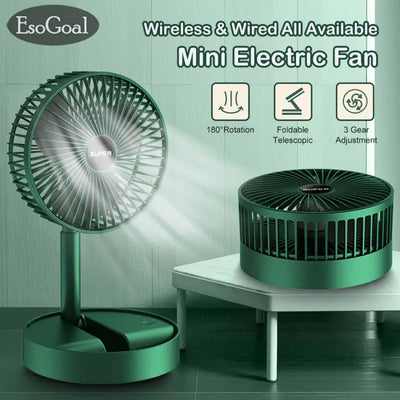 Portable Rechargeable Telescopic Folding Fan | Usb Foldable | Table Desk Fan | Telescopic Design Floor | 3 Speeds Rechargeable, Foldable, Adjustable Height Fan (rechargeable) (random Color)
